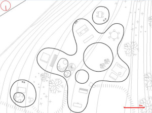Esquema de la casa flor. Proyectos 3+4, I. Fernández ©