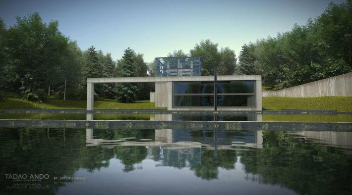 Capilla en el agua de Tadao Ando. Vista desde el exterior.